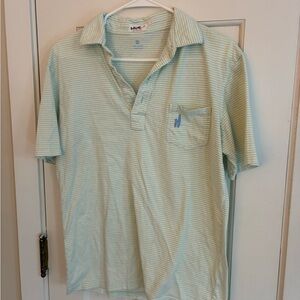 johnnie-O Light Green Striped Polo Shirt